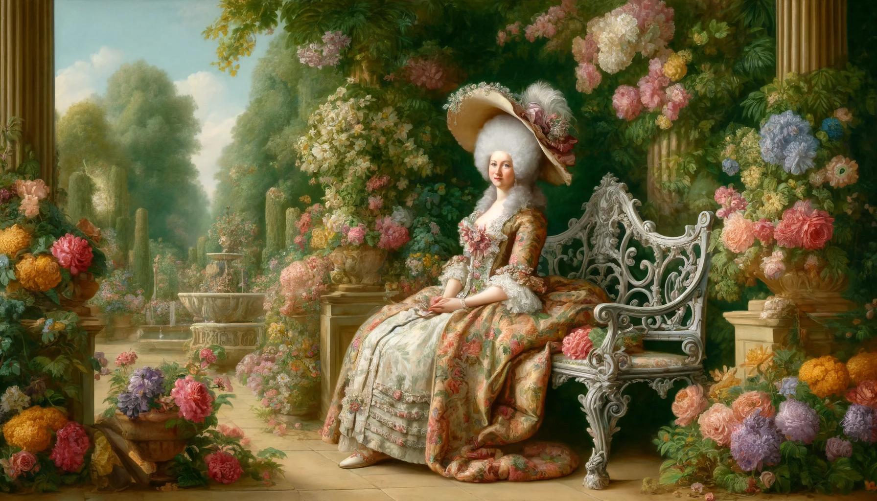 Gemälde Frau im Blumengarten